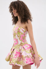 PRETTY IN PINK BROCADE MINI DRESS