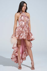 SAMANTHA BROCADE HI LOW DRESS