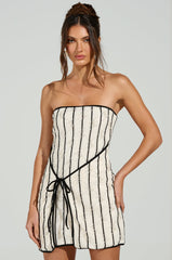 ALIX STRIPED MINI DRESS WITH TIE FRONT