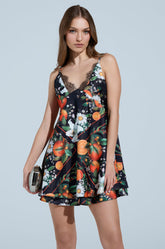 TROPICAL GETAWAY SATIN MINI DRESS