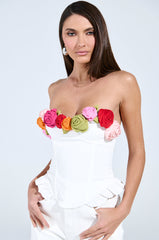 UNLEASH YOUR INNER DIVA FLOWER TRIM CORSET TOP