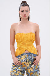 KEEP GOING PLISSE CORSET IN YELLOW