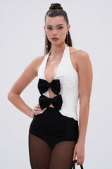 LOVE IS REAL BOW HALTER TOP