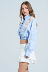 KAYLEE LACE PANEL BUTTON DOWN