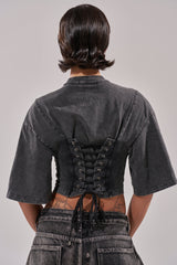 PINNED DOWN MINERAL WASHED TEE IN GREY