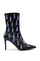 AZALEA WANG GUANTLETT BLACK CRYSTAL EMBELLISHED BOOTIE
