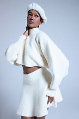 CUDDLE UP FUZZY CROPPED SWEATER IN IVORY