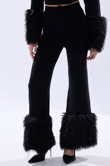 COZY VIBES SWEATER PANT WITH FUR CUFF IN BLACK