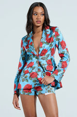 DOZEN ROSES SATIN BLAZER
