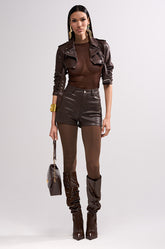 HARLEY LUXE ULTRA CROP MOTO IN CHOCOLATE
