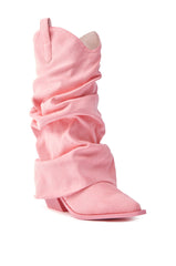 AZALEA WANG HAWKSTON BABY PINK FAUX SUEDE WESTERN BOOT