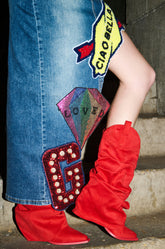 AZALEA WANG HAWKSTON RED RUCHED WESTERN BOOTIE