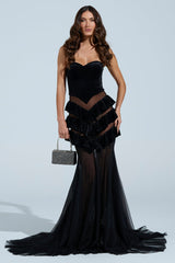 LIGHTS AND ACTION MAXI DRESS IN BLACK