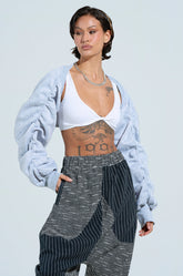 NEW ME RUCHED BOLERO IN GREY