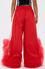 FEELING LIKE A BOSS TRACK PANT WITH TULLE TRIM IN RED