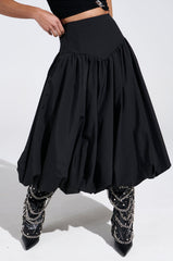 I FOUND YOU DROP WAIST MIDI SKIRT IN BLACK