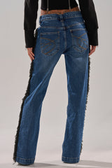 PARTY OVER HERE FRINGE STRAIGHT LEG DENIM