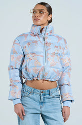 WINTER BLUES BROCADE PUFFER