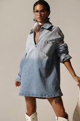 COOL GIRL OVERSIZED OMBRE DENIM SHIRT DRESS
