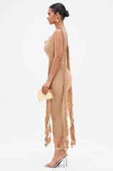 GET LIKE ME BACKLESS MIDI DRESS IN MOCHA MOUSSE