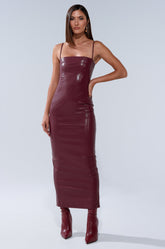 SHAI PU MIDI DRESS IN BURGUNDY