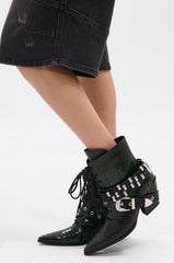 AZALEA WANG JAVELIN GREEN WESTERN BOOTIE