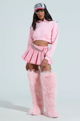 THOUGHT I KNEW YOU PINK DENIM PLEATED MINI SKIRT