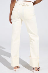 JUST GO WITH IT IVORY DENIM PANT
