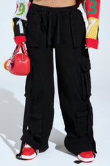 THINK ABOUT IT BLACK DENIM CARGO JOGGER