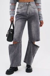 JACQUELINE CUTOUT DENIM PANTS