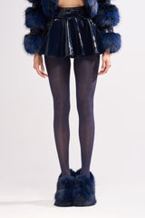 SHE IS ON FIRE FAUX LEATHER MINI SKIRT IN NAVY