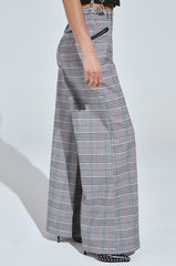 DARIA WIDE LEG PLAID PANT