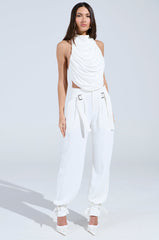ZOE BUCKLE WAIST WIDE LEG PANTS