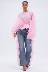 FLOWER GIRLIE APPLIQUE DENIM JEANS