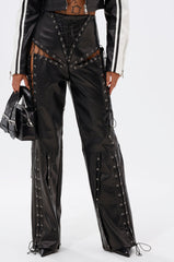 ROCK MY WORLD FAUX LEATHER LACE UP PANT