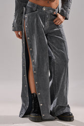 CATCHING EYES VELVET DENIM WIDE-LEG PANT