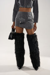 ALL FOR LOVE VELVET DENIM MINI SKIRT