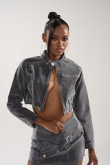 ALL FOR LOVE VELVET DENIM MOTO