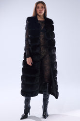 JENNY LIN FAUX FUR MAXI VEST IN BLACK