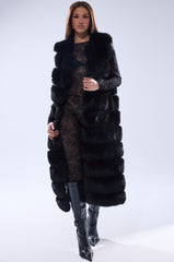 JENNY LIN FAUX FUR MAXI VEST IN BLACK