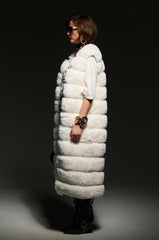 JENNY LIN FAUX FUR MAXI VEST IN WHITE
