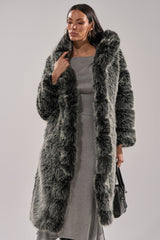 SNOW BUNNY HOODED FAUX FUR COAT