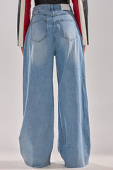 YOU BET DRAWSTRING WIDE LEG JEANS