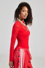 PAXTON DOUBLE LINED MESH LONG SLEEVE TOP