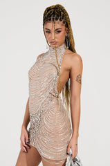 THE MAIN ATTRACTION RHINESTONE MINI DRESS