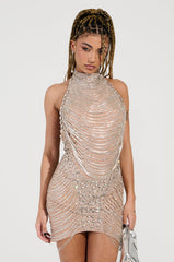 THE MAIN ATTRACTION RHINESTONE MINI DRESS