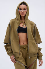 CALI MULTI ZIPPER HOODED SWEATSHIRT