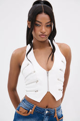 TOUCH ON ME ZIP HALTER TOP