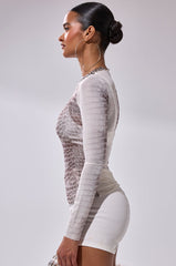 ELBA PYTHON LONG SLEEVE MESH TOP