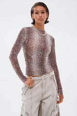 SNAKE CHARMER LONG SLEEVE MESH TOP